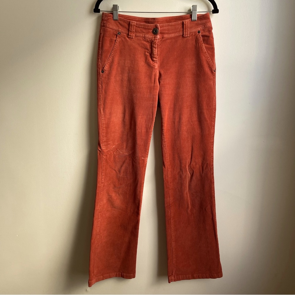 Vintage Y2K United Colors of Benetton Orange Pants Low Rise Stretch Corduroy 30"